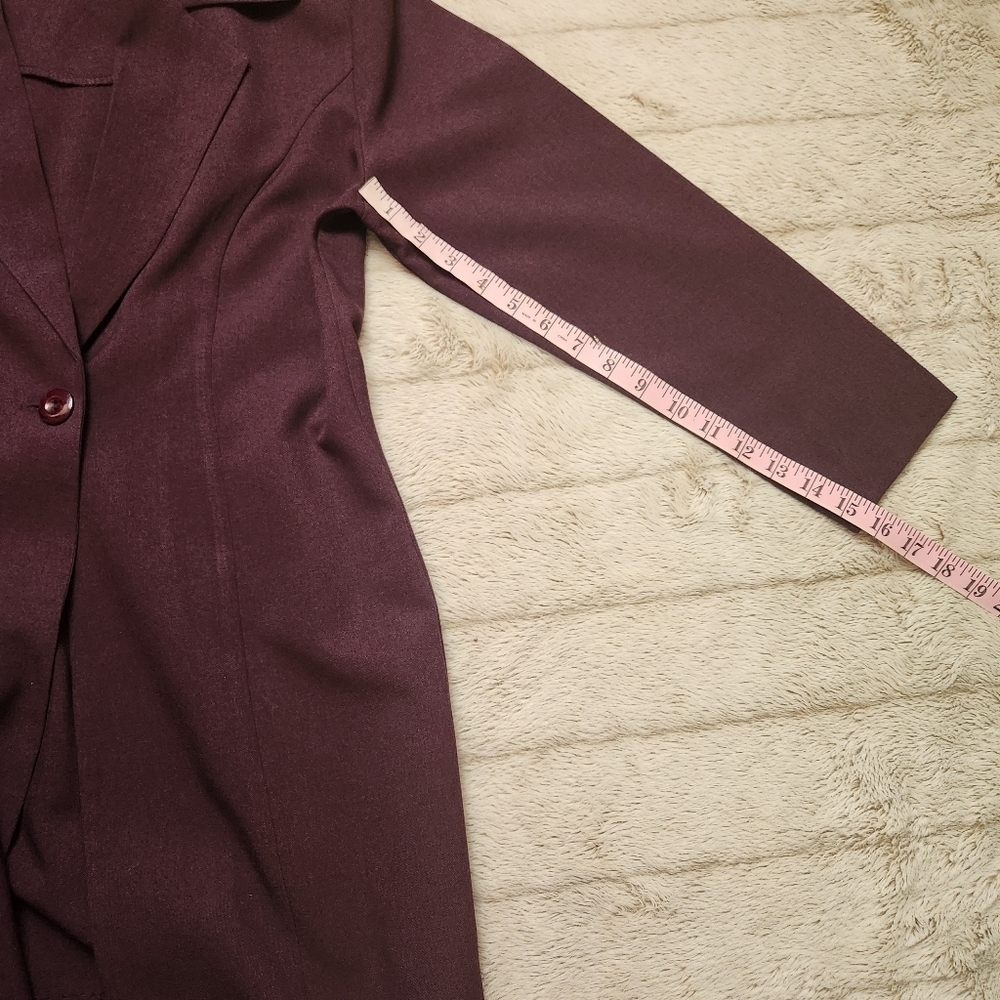 Vintage Blazer and Dress Set Plum color Collared blazer Shift dress Tailored fit - Picture 13 of 16